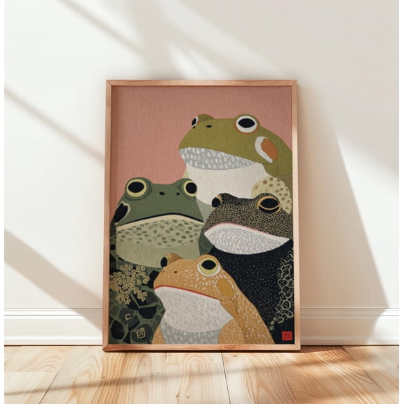 Colorful Frog Animal Poster, Modern Japanese Poster, Bathroom Print, Jungle Tropical Print, Frog Wall Art, Animal Lover Gift, Poster Only