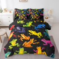 thumbnail image 1 of Colorful Frog Full Comforter Set 7 Piece Cartoon Frogs Bedding Set Tropical Animal Bed In A Bag Animal Room Decor,Wildlife Lightweight Bed Set, 1 of 5