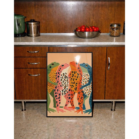 Colorful Frog Maximalist Animal Leopard Pattern Frogs Eclectic Bold Poster Unframed Paper Print