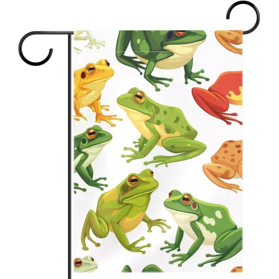 Colorful Frogs Garden Flag 12x18 Inch Double Sided Welcome Yard Flag Small Outdoor Garden Decor for Spring and Summer Farmhouse Holiday