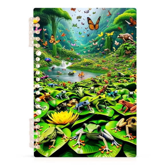 Colorful Frogs and Butterflies Notebooks 1-subject Journal 60 Sheets A5 College Ruled Paper Detachable Ring 8.3"x5.7"