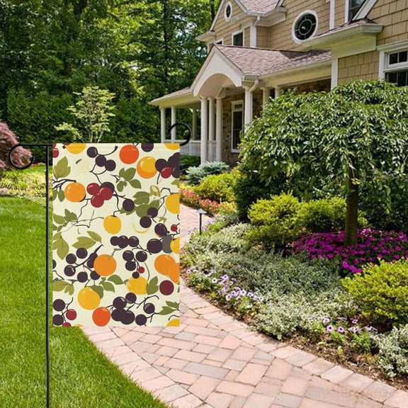 Colorful Fruit Chart Garden Flag 12x18 inch Double Sided Outside Yard Decorations for Home Outdoor