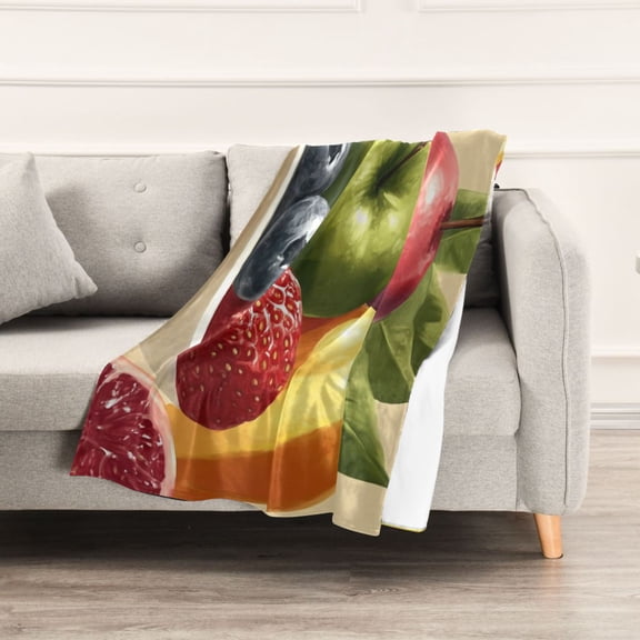 Colorful Fruit Chart Throw Blanket 60" x 90" Soft and Warm Blankets for Couch Sofa and Bed