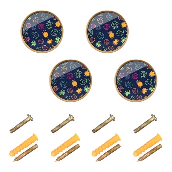 Colorful Fruit Pattern Illustration Cabinet Furniture Knobs Drawer Metal Pulls 1.26in Acrylic Zinc Alloy Dual Screw Set