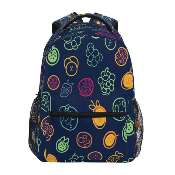 Colorful Fruit Pattern Illustration Stylish Large Backpack 15L Self-Standing Durable Twill for School, Office and Travel Use