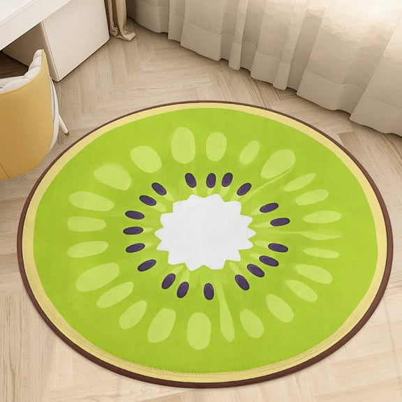 Colorful Fruit Pattern Round Area Rugs for Bedroom Living Room, 4FT Soft Comfy Indoor Circle Carpets, Floor Mat
