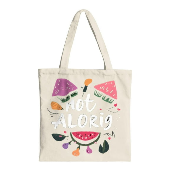 Colorful Fruit & Vegetable Tote Bag - Reusable Canvas Shopping Bag with " not Alorig " Design Perfect for Parties Travel & Everyday Use