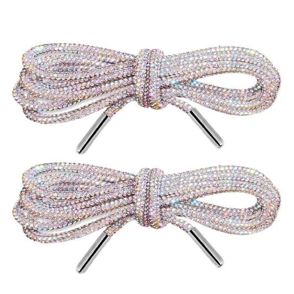 Colorful Full Diamond Shoelace Decor, Round Inlaid Glass Rhinestone Shoelace Pom Poms, Sparkly DIY Bling Shoe Ornament for Daily Decor