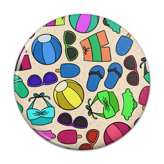 Colorful Fun Summer Beach Pattern Pinback Button Pin