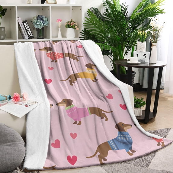 Colorful Funny Dachshund Blanket,Comfortable Soft Flannel Throw Blanket,All Season,Warm Lightweight Blankets for Sofa Bed Couch Living Room Chair,40"x50"