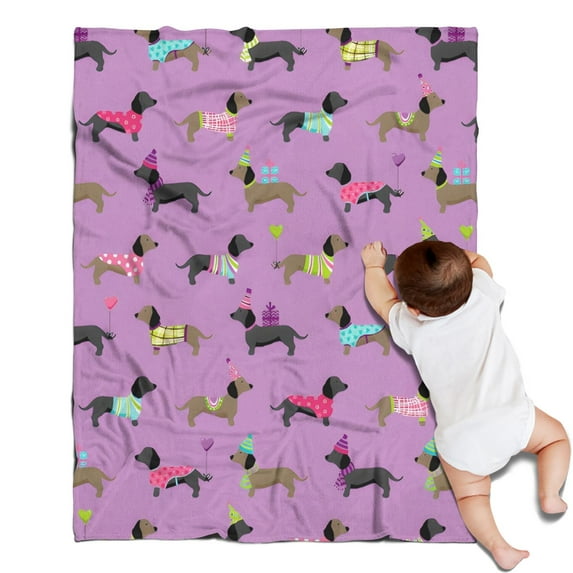 Colorful Funny Dachshund Blanket,Comfortable Soft Lamb Wool Throw Blanket,All Season,Warm Lightweight Blankets for Sofa Bed Couch Living Room Chair,30"x40"