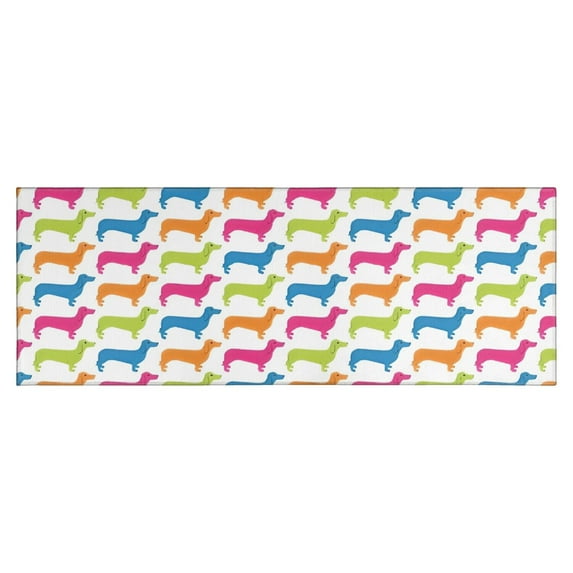 Colorful Funny Dachshund Kitchen Rug Mat,Kitchen Runner Rugs Non Skid Washable,Decorative Kitchen Floor Mats for Kitchen,Sink,Laundry,17"X47"