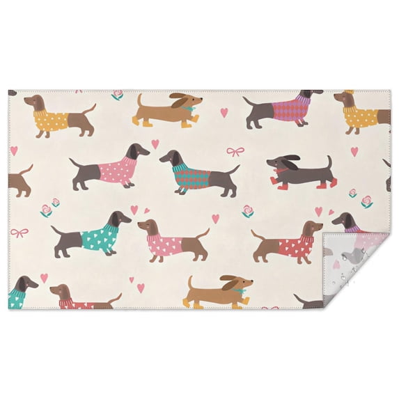 Colorful Funny Dachshund Rectangle Tablecloth 60"x102",Waterproof Polyester Rectangle Table Cloth, Wipeable Spillproof Polyester Tablecloth for Dining, Camping, Indoor and Outdoor