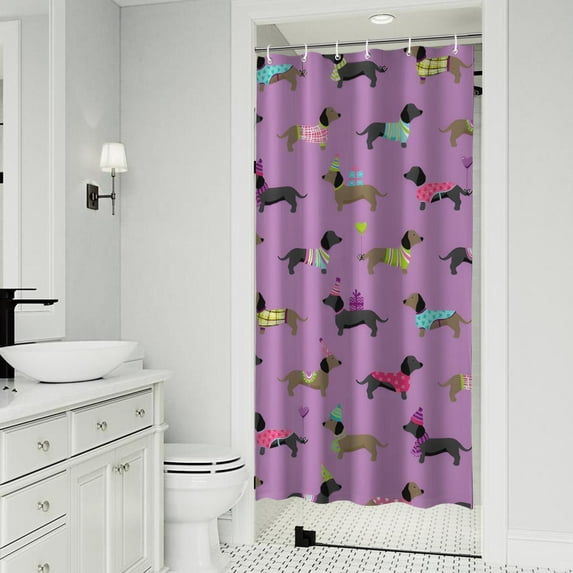 Colorful Funny Dachshund Shower Curtain 36"x72" ,Bathroom Decorative Shower Curtains Set with 12 Hooks,Modern Waterproof Washable Shower Curtain