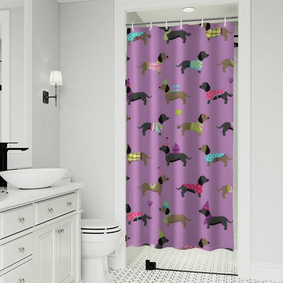 Colorful Funny Dachshund Shower Curtain 36"x72" ,Bathroom Decorative Shower Curtains Set with 12 Hooks,Modern Waterproof Washable Shower Curtain