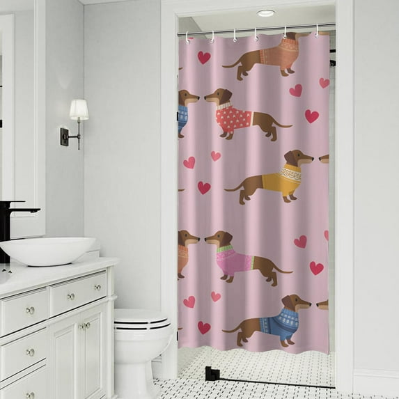 Colorful Funny Dachshund Shower Curtain 36"x72" ,Bathroom Decorative Shower Curtains Set with 12 Hooks,Modern Waterproof Washable Shower Curtain
