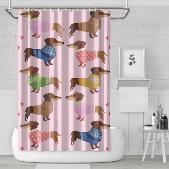 Colorful Funny Dachshund Shower Curtain 72"x72" ,Bathroom Decorative Shower Curtains Set with 12 Hooks,Modern Waterproof Washable Shower Curtain