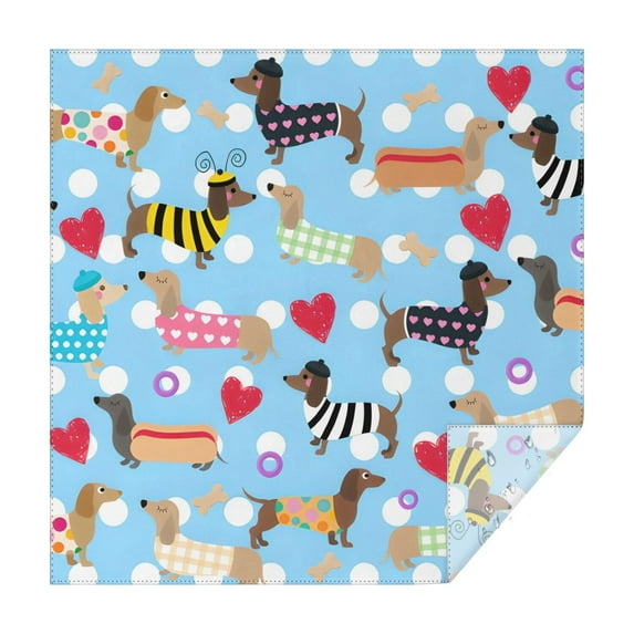 Colorful Funny Dachshund Square Tablecloth,Waterproof Square Table Cover,Wipeable Spillproof Washable Table Cover for Home Kitchen Party Decor 42"X42"(107x107cm)