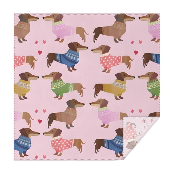 Colorful Funny Dachshund Square Tablecloth,Waterproof Square Table Cover,Wipeable Spillproof Washable Table Cover for Home Kitchen Party Decor 52"x52"(132x132cm)
