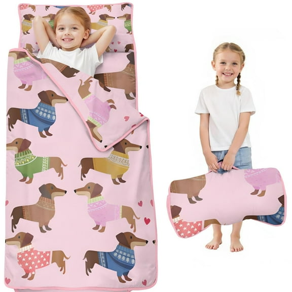 Colorful Funny Dachshund Toddler Nap Mats for Kids Preschool,Sleeping Mat Bag or Kids,Toddler Sleeping Bag,Toddler Nap Mat or Daycare