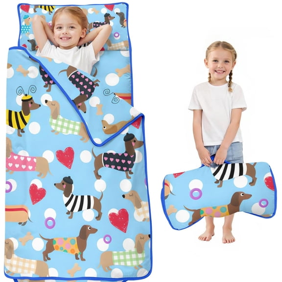 Colorful Funny Dachshund Toddler Nap Mats for Kids Preschool,Sleeping Mat Bag or Kids,Toddler Sleeping Bag,Toddler Nap Mat or Daycare