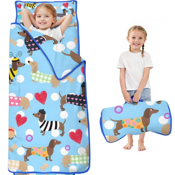 Colorful Funny Dachshund Toddler Nap Mats for Kids Preschool,Sleeping Mat Bag or Kids,Toddler Sleeping Bag,Toddler Nap Mat or Daycare