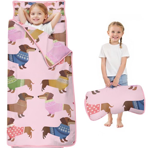 Colorful Funny Dachshund Toddler Nap Mats for Kids Preschool,Sleeping Mat Bag or Kids,Toddler Sleeping Bag,Toddler Nap Mat or Daycare