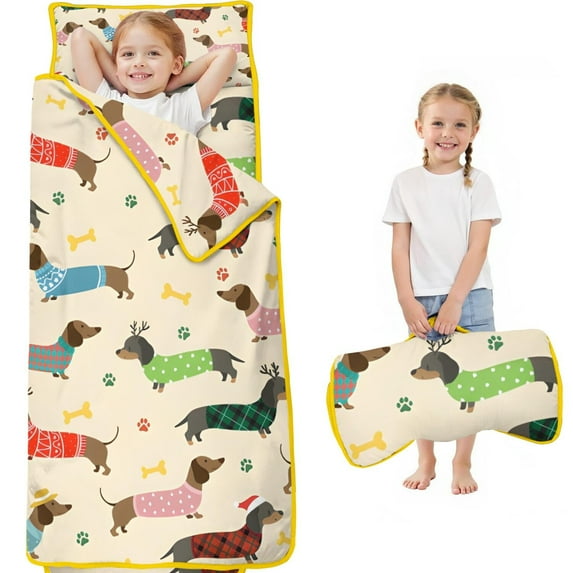 Colorful Funny Dachshund Toddler Nap Mats for Kids Preschool,Sleeping Mat Bag or Kids,Toddler Sleeping Bag,Toddler Nap Mat or Daycare