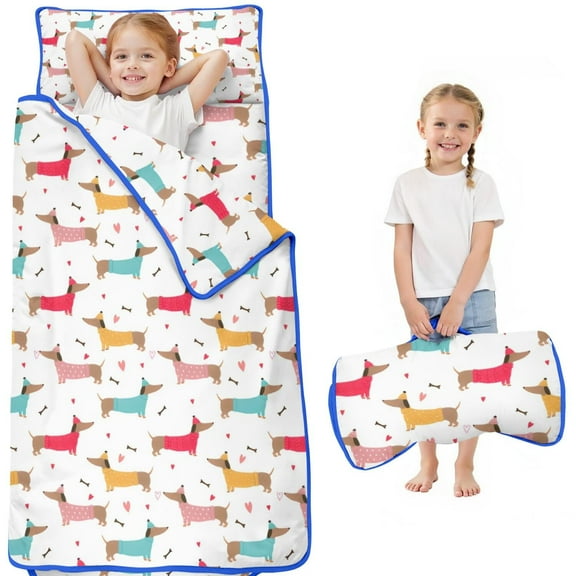 Colorful Funny Dachshund Toddler Nap Mats for Kids Preschool,Sleeping Mat Bag or Kids,Toddler Sleeping Bag,Toddler Nap Mat or Daycare