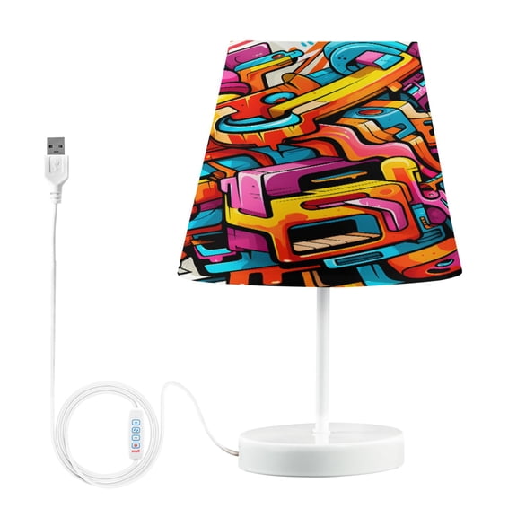 Colorful Futuristic Graffiti Desk Lamp LED Table Nightstand Lamps with 3 Color Temperatures for Home Bedroom Living Room Decor 8x12