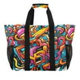 thumbnail image 1 of Colorful Futuristic Graffiti Reusable Grocery Bags with Handle Side Pocket Waterproof Shopping Portable Tote, 1 of 8