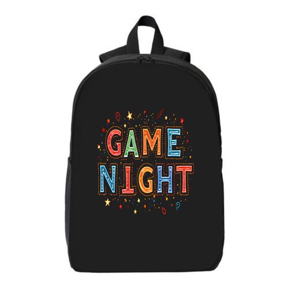 Colorful " GAME NIGHT " Text Backpack for College & Travel - Fits 15 " Laptop & iPad Fun Starry Design Unisex for Men & Women