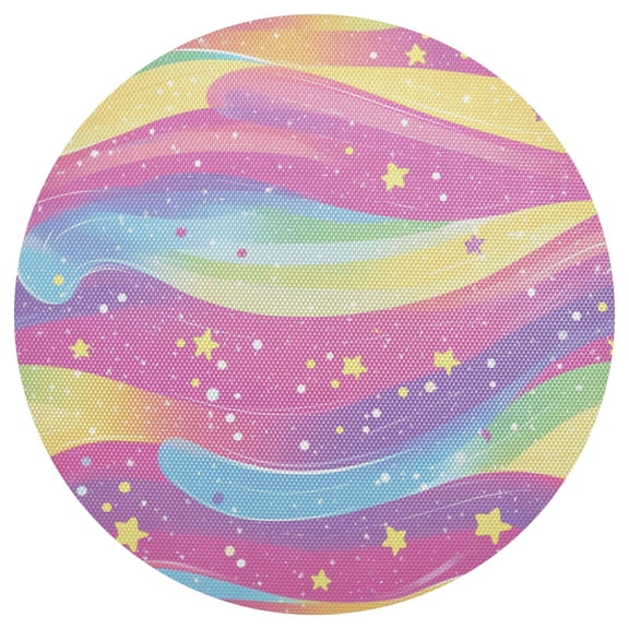 Colorful Galaxy Pattern 15.4in Diameter PVC Plate Mat, Heat-Resistant and Cuttable, Kitchen Decor
