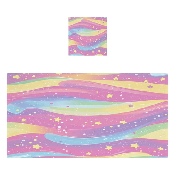 Colorful Galaxy Pattern 2 Piece Cotton Bath and Face Towel Set Soft and Absorbent, for Beach Pool Bathroom