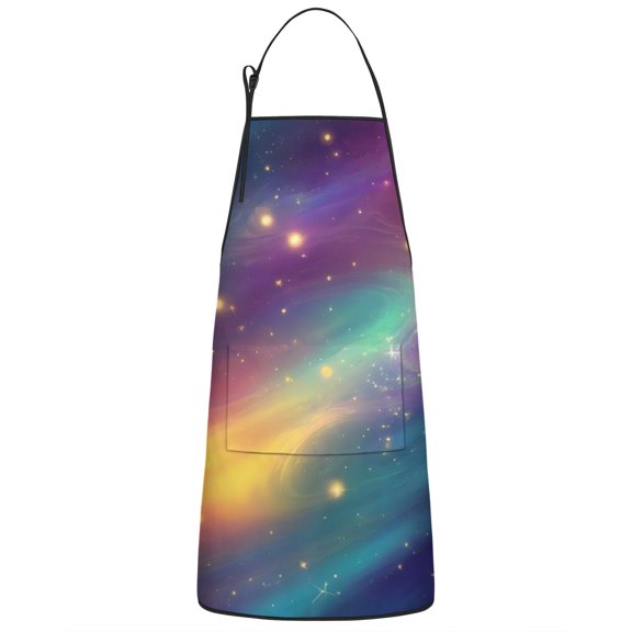 Colorful Galaxy Pattern Apron-Garden Aprons for Women with Pockets-Cotton Linen Waterproof Kitchen Cooking Gardening Aprons Adjustable for Kitchen,Cooking,BBQ and Salon 33x27 Inch