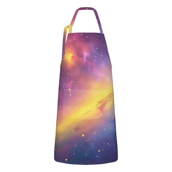 Colorful Galaxy Pattern Apron-Garden Aprons for Women with Pockets-Cotton Linen Waterproof Kitchen Cooking Gardening Aprons Adjustable for Kitchen,Cooking,BBQ and Salon 33x27 Inch