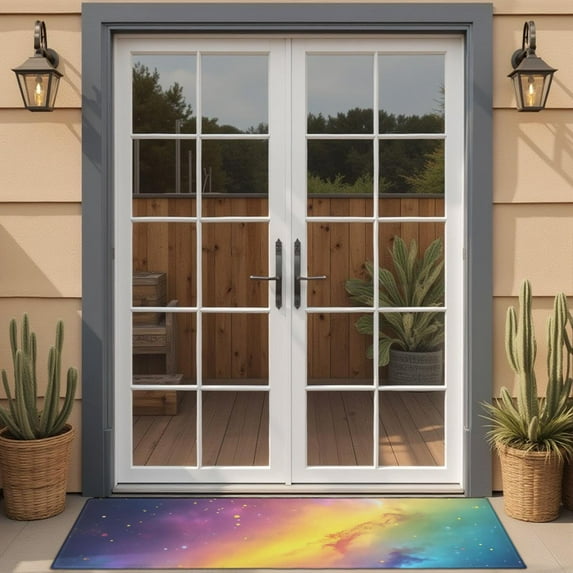 Colorful Galaxy Pattern Door Rugs,Washable Non Slip Door Mats Indoor,Decorative Door Mats,Entry Mat Indoor for Entrance,Bedroom,Kitchen,Bathroom,16"x47"