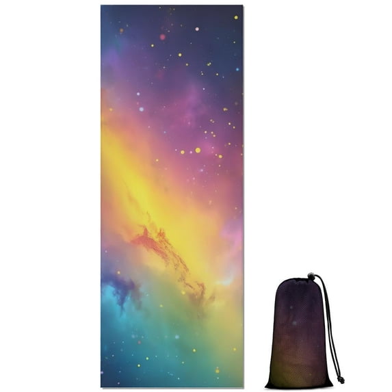 Colorful Galaxy Pattern Hot Yoga Mat Towel Non Slip for Hot Yoga - Quick-Drying Yoga Mat Cover with 4 Corner Pockets with Travel Bag - Hot Yoga Towel Non Slip Grip Moisture Wicking Sweat 70"x26"