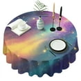thumbnail image 1 of Colorful Galaxy Pattern Round Tablecloth 60"x60",Wrinkle Wipeable Table Cloth for Kitchen Dining Room Picnic Patio Party, 1 of 6