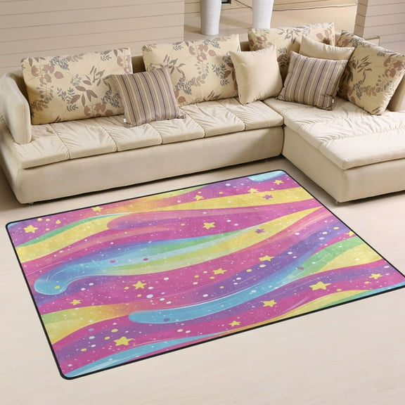 Colorful Galaxy Pattern Soft Polyester Area Rug 31''x20'', Non Slip, Memory Foam, Water Absorbent