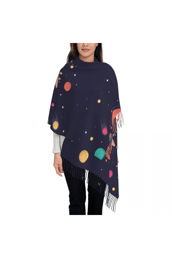 Colorful-Galaxy With Flat Womens Warm Winter Infinity Scarves Set Blanket Scarf Pure Color