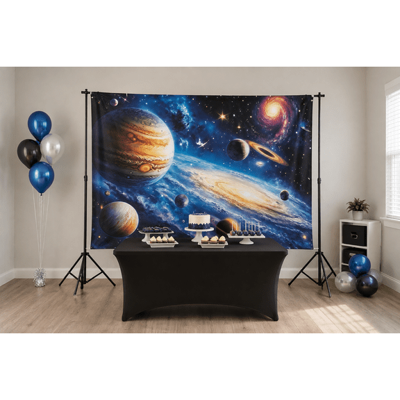 Colorful Galaxy and Planets Backdrop