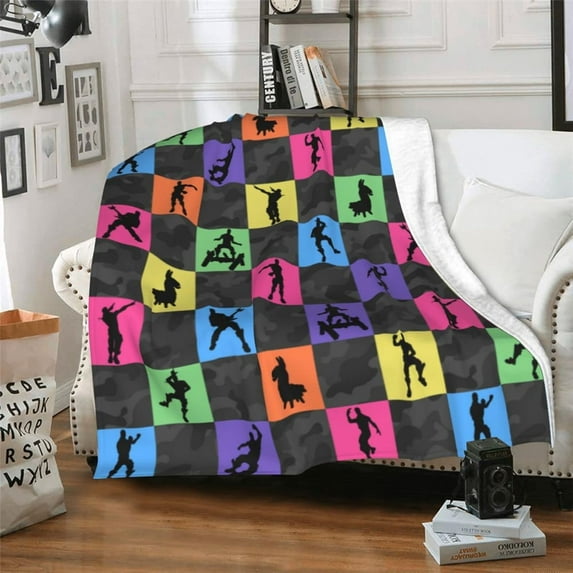 Colorful Game Blanket Soft Fleece Throw - Ideal Gamer Gift for Kids Teens and Adults - Warm, Cozy & Stylish Game-Themed Room Decor 60"x80"
