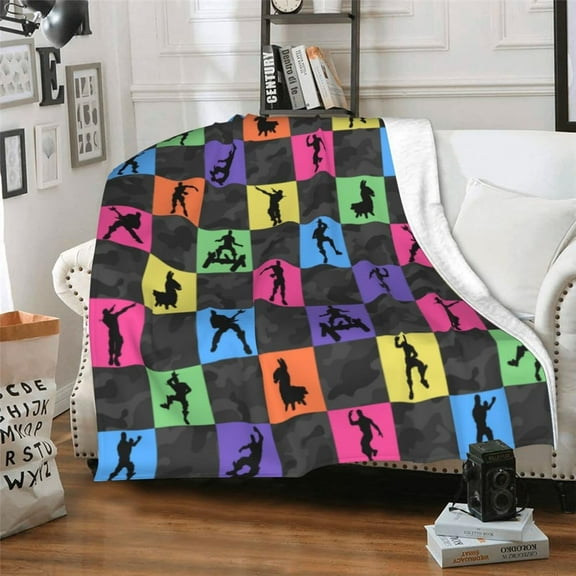 Colorful Game Blanket Soft Fleece Throw - Ideal Gamer Gift for Kids Teens and Adults - Warm, Cozy & Stylish Game-Themed Room Decor 60"x80"