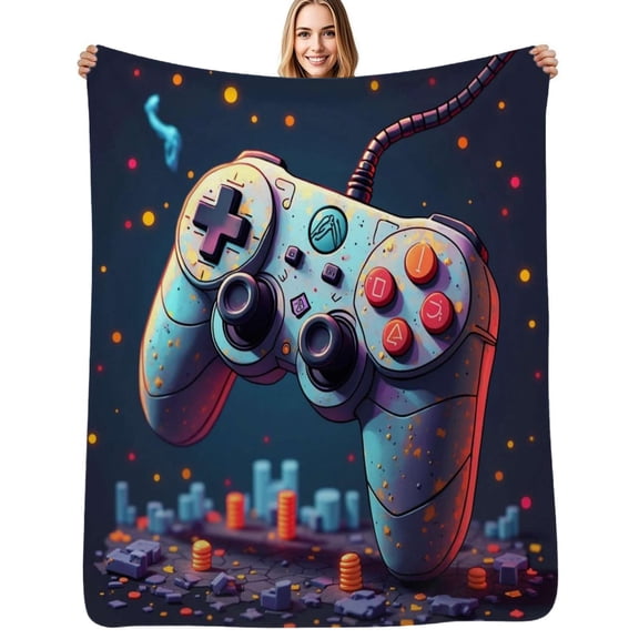 Colorful Game Controller Art Flannel Blankets Soft Throw Blanket Winter Travel Office Outdoor Bedspread