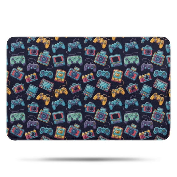 Colorful Games Device Dark Pattern Bathroom Rugs Mat,Non Slip Microfiber Bathroom Rug,Rubber Backing,Soft Bathroom Mats for Bathroom Floor,Tub and Shower,17x27in(43x68cm)