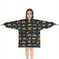 thumbnail image 1 of Colorful Games Retro Black Pattern Blanket Hoodies for Kids 6-13YR Oversize Wearable Blanket Hoodies for Boys Girls Teens, 1 of 7