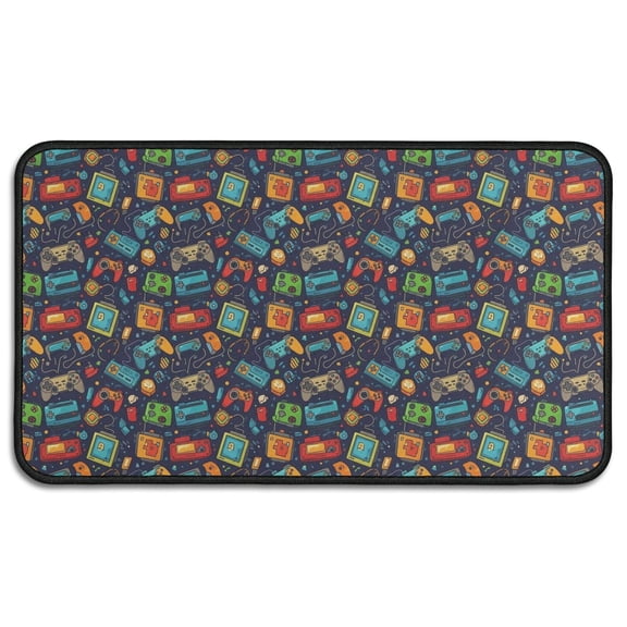 Colorful Games Retro Black Pattern Door Rugs,Washable Non Slip Door Mats Indoor,Decorative Door Mats,Entry Mat Indoor for Entrance,Bedroom,Kitchen,Bathroom,30"x17"