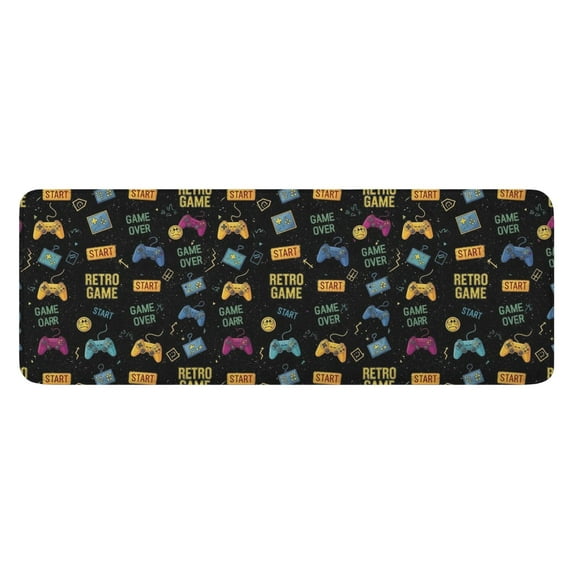 Colorful Games Retro Black Pattern Kitchen Rug Mat,Kitchen Runner Rugs Non Skid Washable,Decorative Kitchen Floor Mats for Kitchen,Sink,Laundry,17"x47.2"