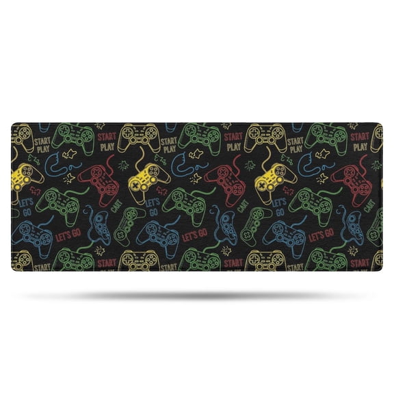 Colorful Games Sign Black Pattern Bathroom Rugs Mat,Non Slip Microfiber Bathroom Rug,Rubber Backing,Soft Bathroom Mats for Bathroom Floor,Tub and Shower,60x24in(150x60cm)